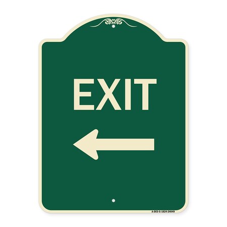 Signmission Exit With Left Arrow 2 Heavy-Gauge Aluminum Architectural Sign, 24" H, 18" L, G-1824-24049 A-DES-G-1824-24049